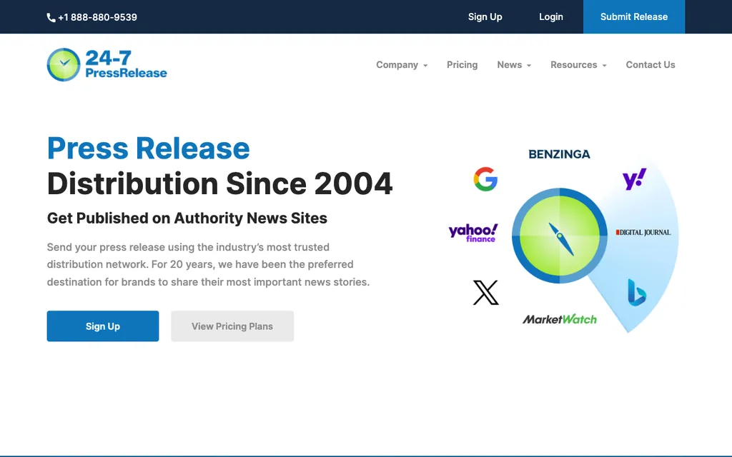 24-7 Press Release homepage, captured August 2026