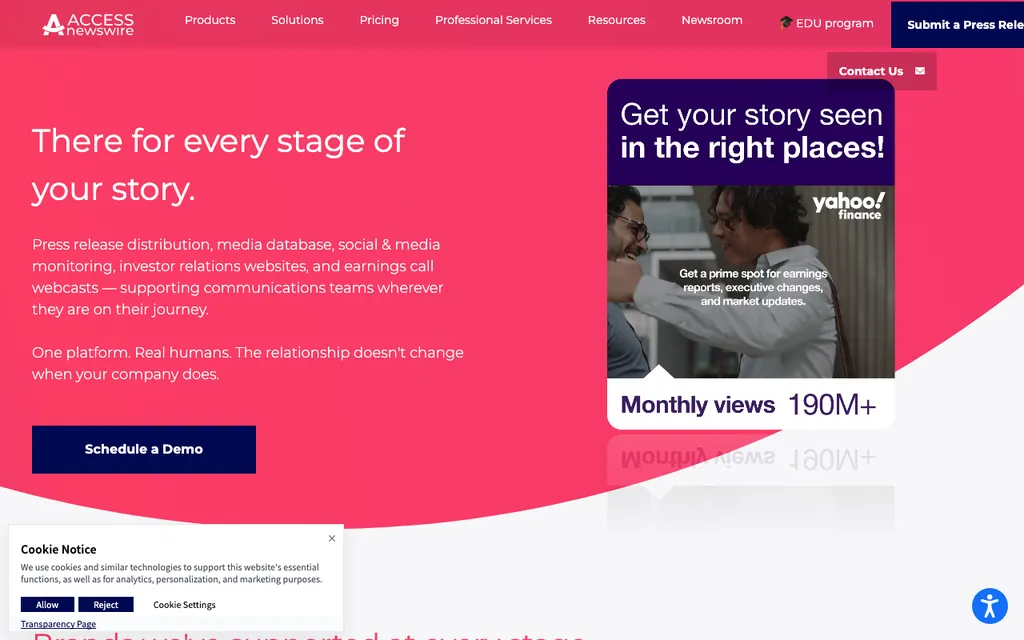 ACCESS Newswire homepage, captured August 2026