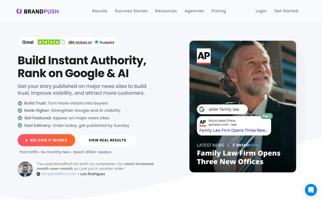 Brandpush homepage, captured August 2026
