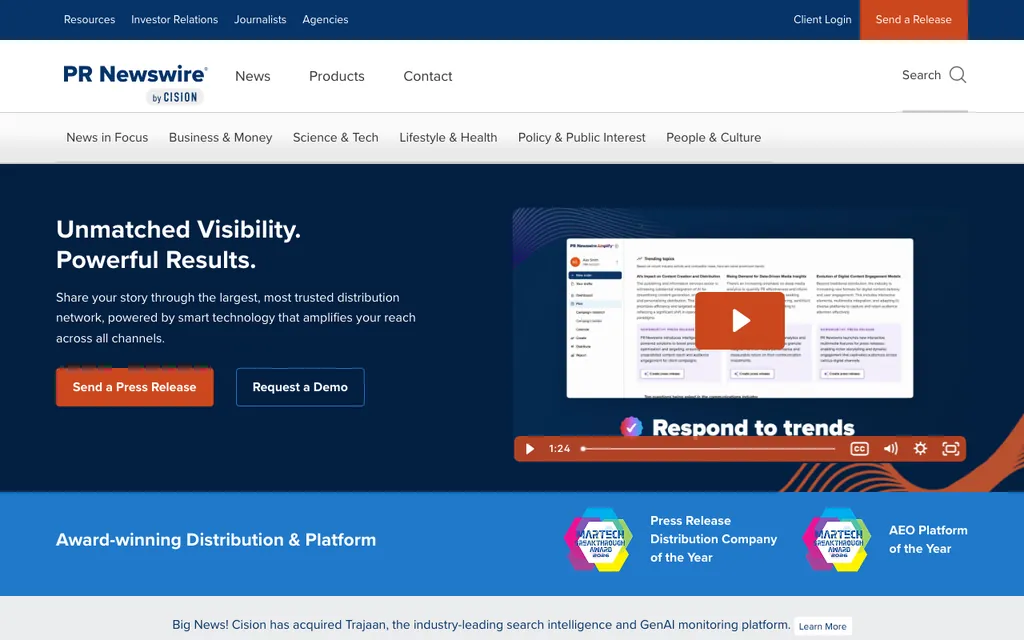 PR Newswire homepage